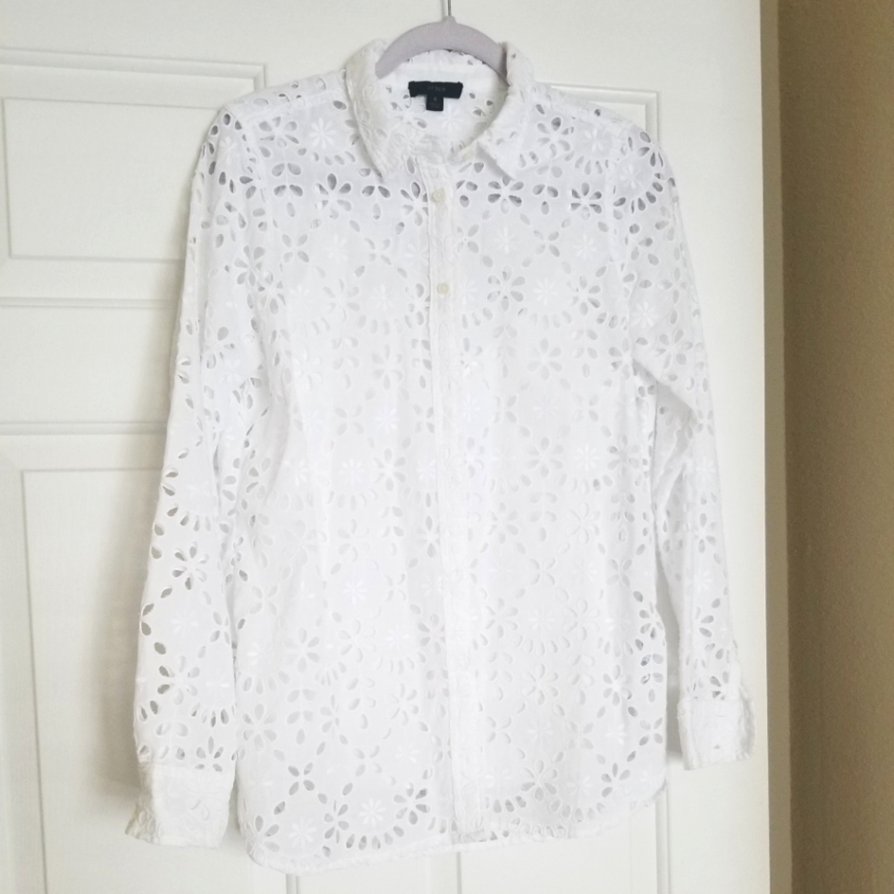 J.Crew classic fit shirt in eyelet lace NEVER WORN